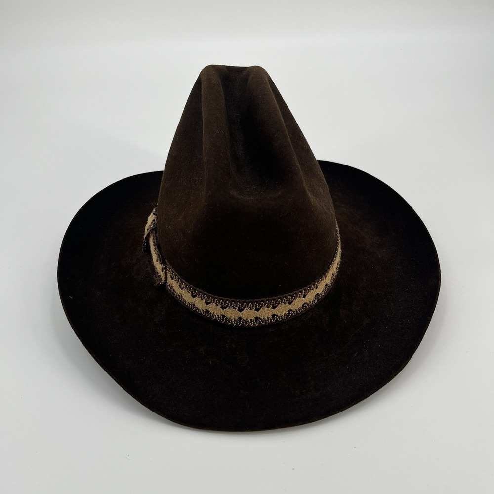 mens stetson cowboy hat 7 1/4 Felt Dark Chocolate Brown Western Boho Classic Vtg - Picture 6 of 10